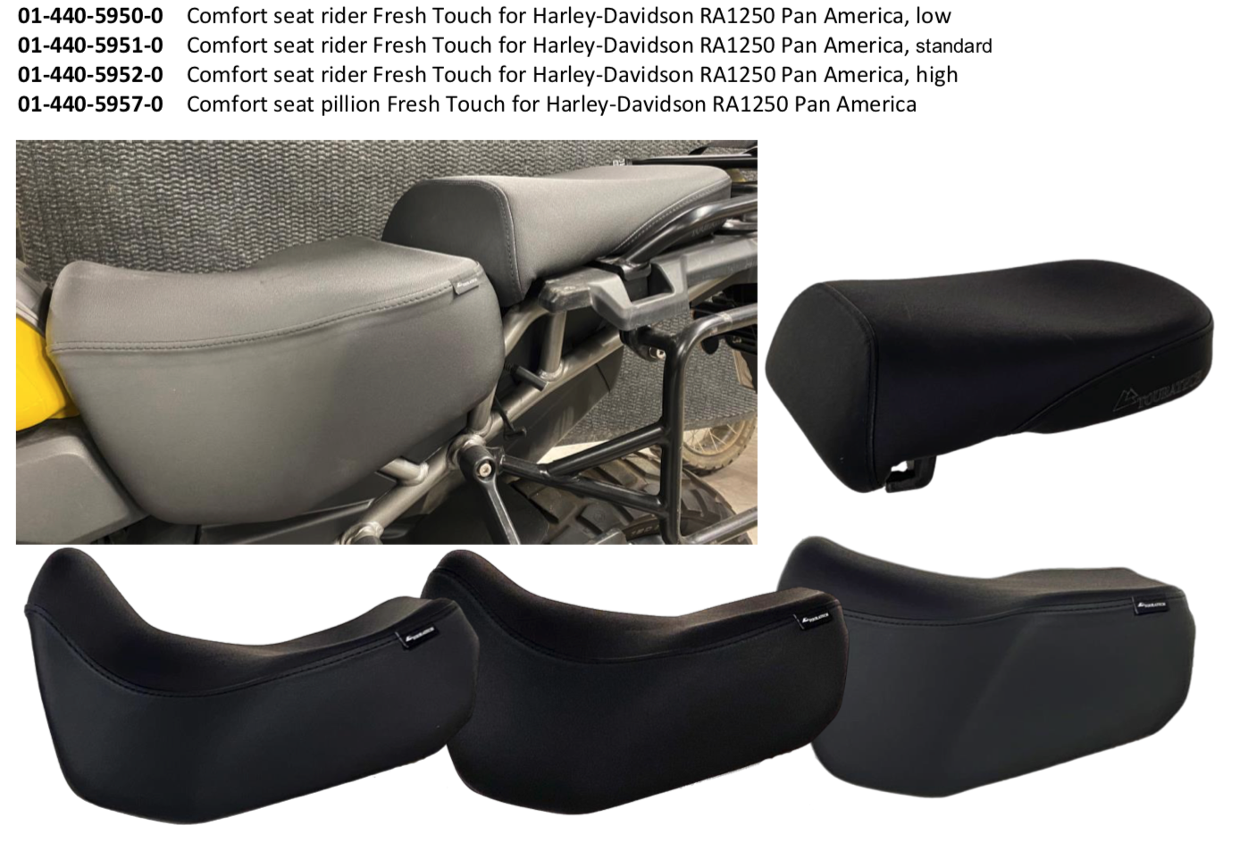 Comfort seat rider Fresh Touch Harley-Davidson RA1250 Pan America, lowComfort seat rider Fresh Touch Harley-Davidson RA1250 Pan America, low