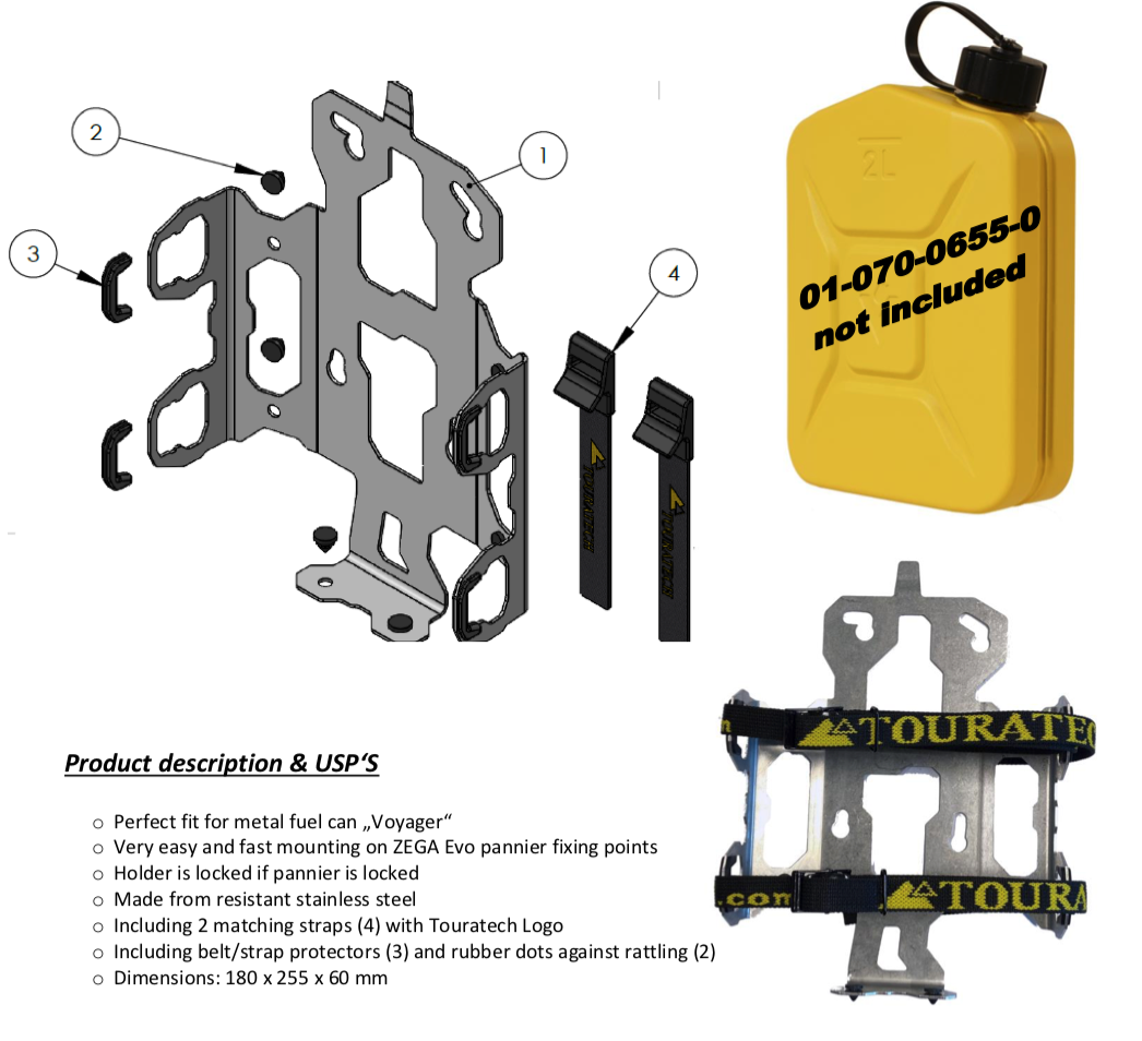 ZEGA Evo accessory holder for fuel can "Voyager" 2 lZEGA Evo accessory holder for fuel can "Voyager" 2 l